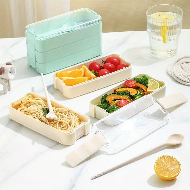 Cutie pranz 3 compartimente, Zola®, 900ml, include lingura si furculita, din plastic, 17.5x11.5 cm, bej Cutie pranz 3 compartimente, Zola®, 900ml, include lingura si furculita, din plastic, 17.5x11.5 cm, bej